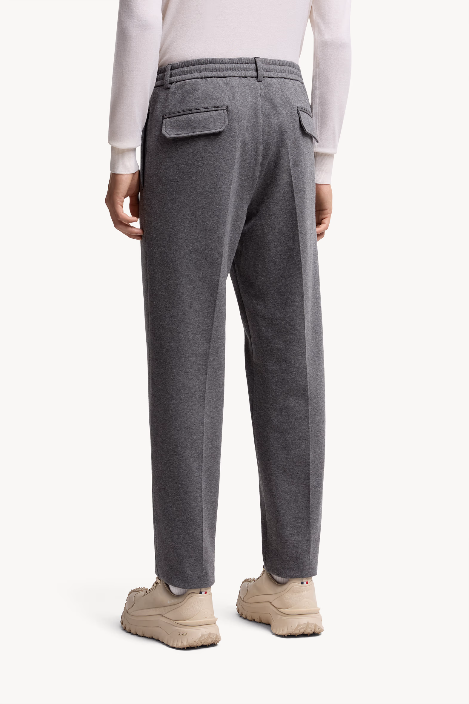 Cotton Blend Tailored Pants Men Grey Moncler 5